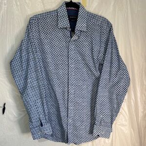 Bugatchi Men's Geometric Blue Button Down Shirt